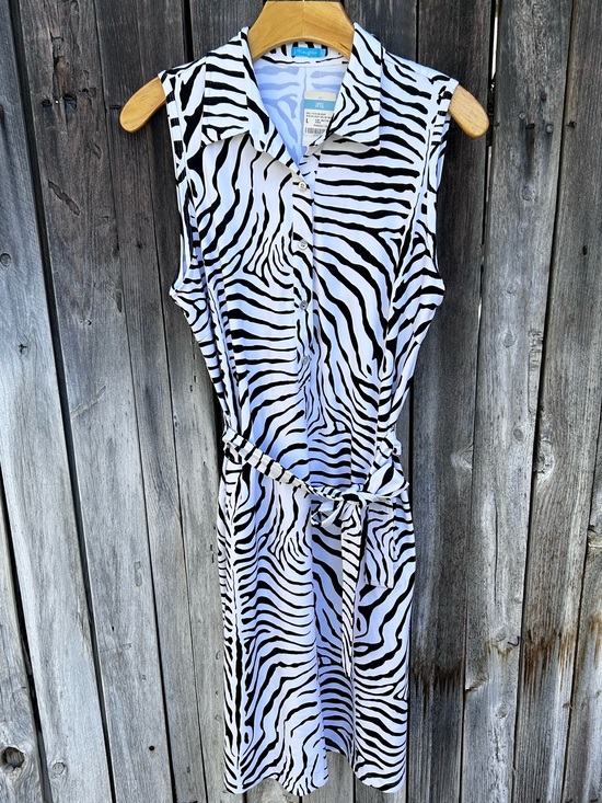 J Mclaughlin Dresses & Skirts - NWT J. McLaughlin Dolly Sleeveless Shirt Collar Dress Zebra White Black L